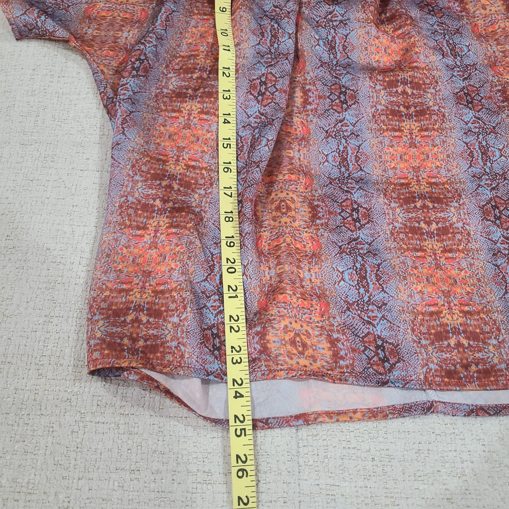 Caroline Hill Snakeskin Print Mock Neck Blouse Womens size Small Orange Blue - Picture 9 of 9